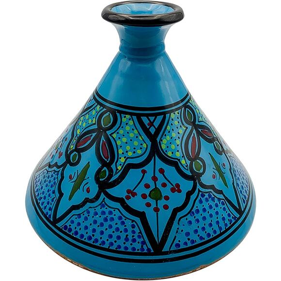 Moroccan Tagine Handmade Hand-Painted Blue Ceramic Glazed Cookware Lid Only - Picture 2 of 9